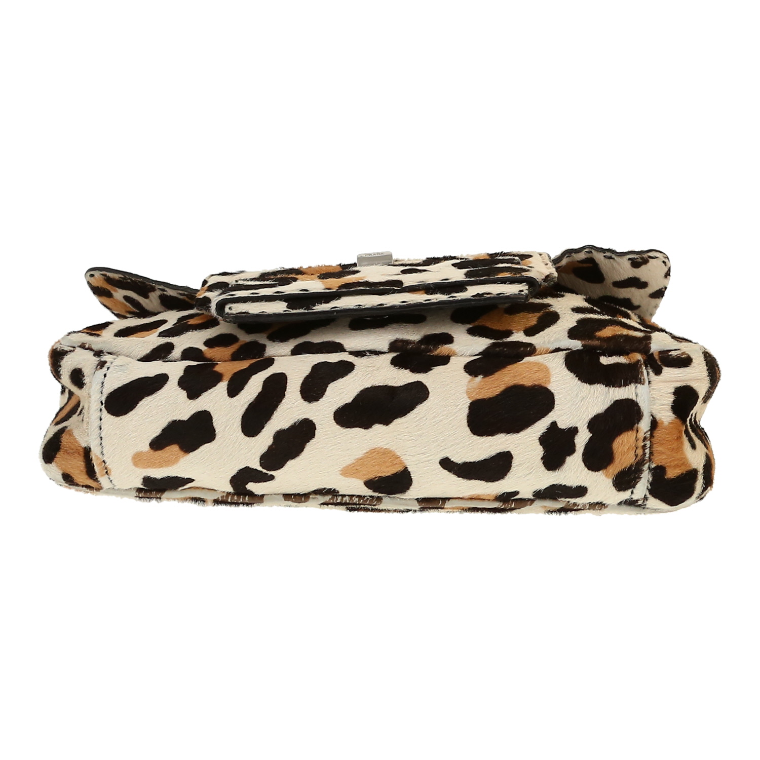 Prada handbag in brown, beige and black foal - Detail D1