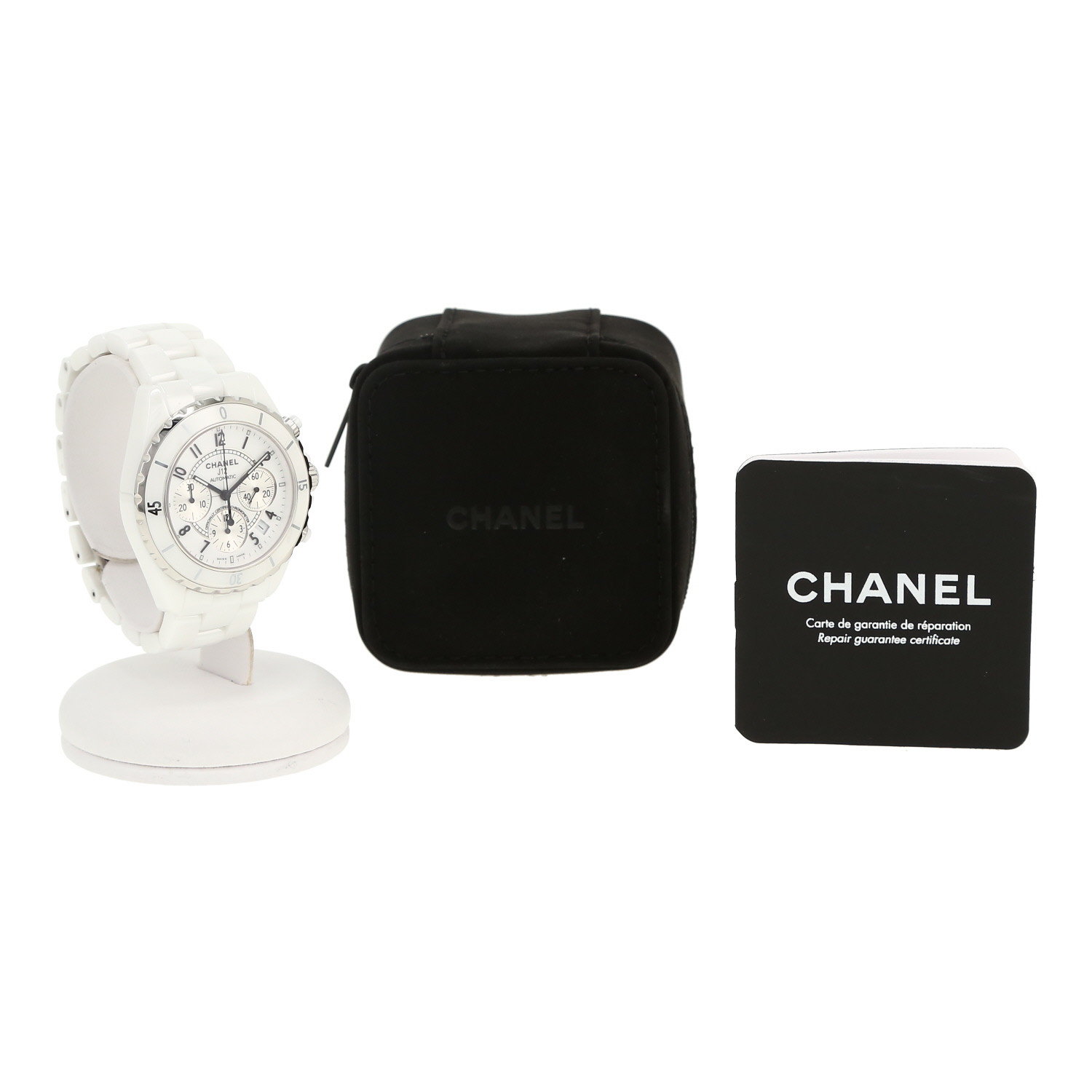Montre Chanel J12 Chronographe en céramique blanche et acier Vers 2000