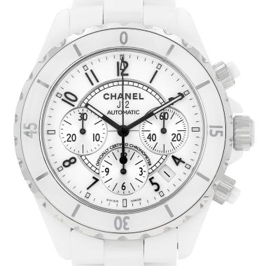 Orologio Chanel J12 Chronographe in ceramica bianca e acciaio Circa 2000