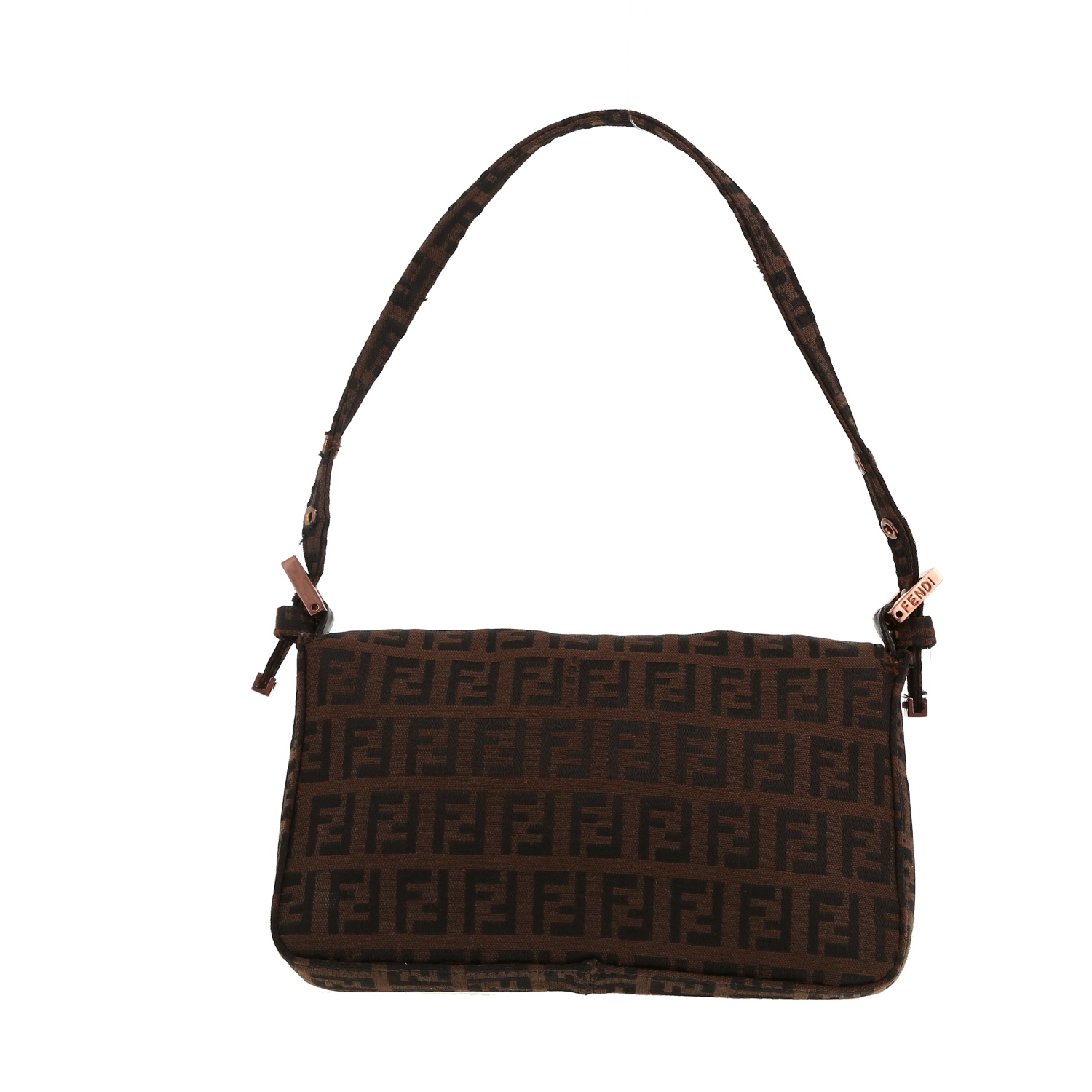 Fendi  Mini Baguette handbag  in brown logo canvas - Detail D4