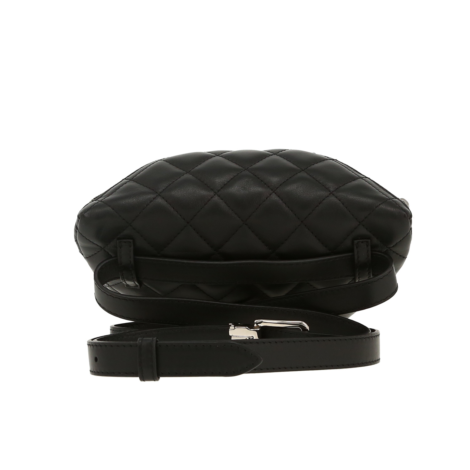 Bolsito-cinturón Chanel Pochette ceinture en cuero acolchado negro - Detail D4