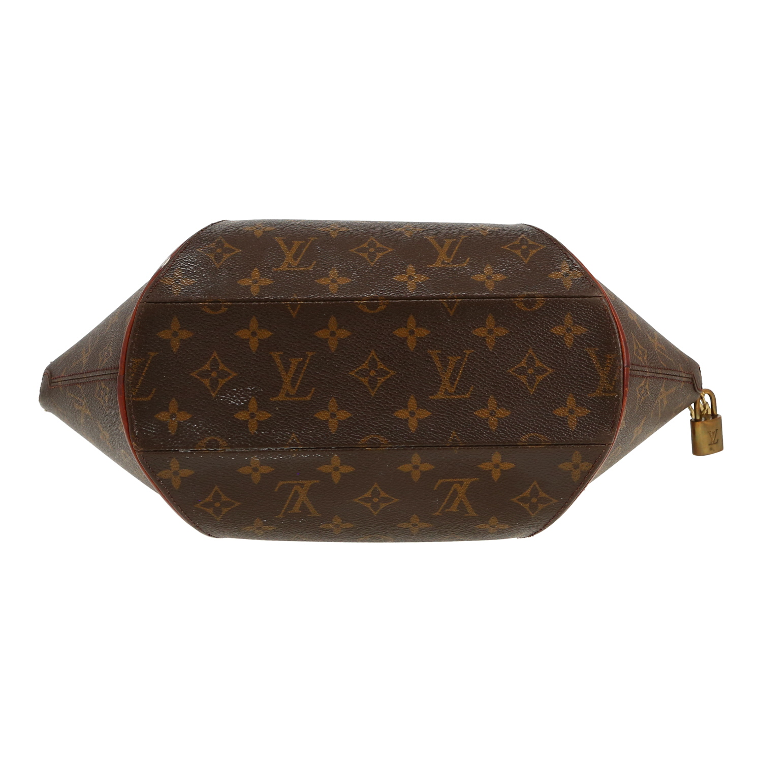 Bolso de mano Louis Vuitton  Ellipse en lona Monogram marrón y cuero natural - Detail D1