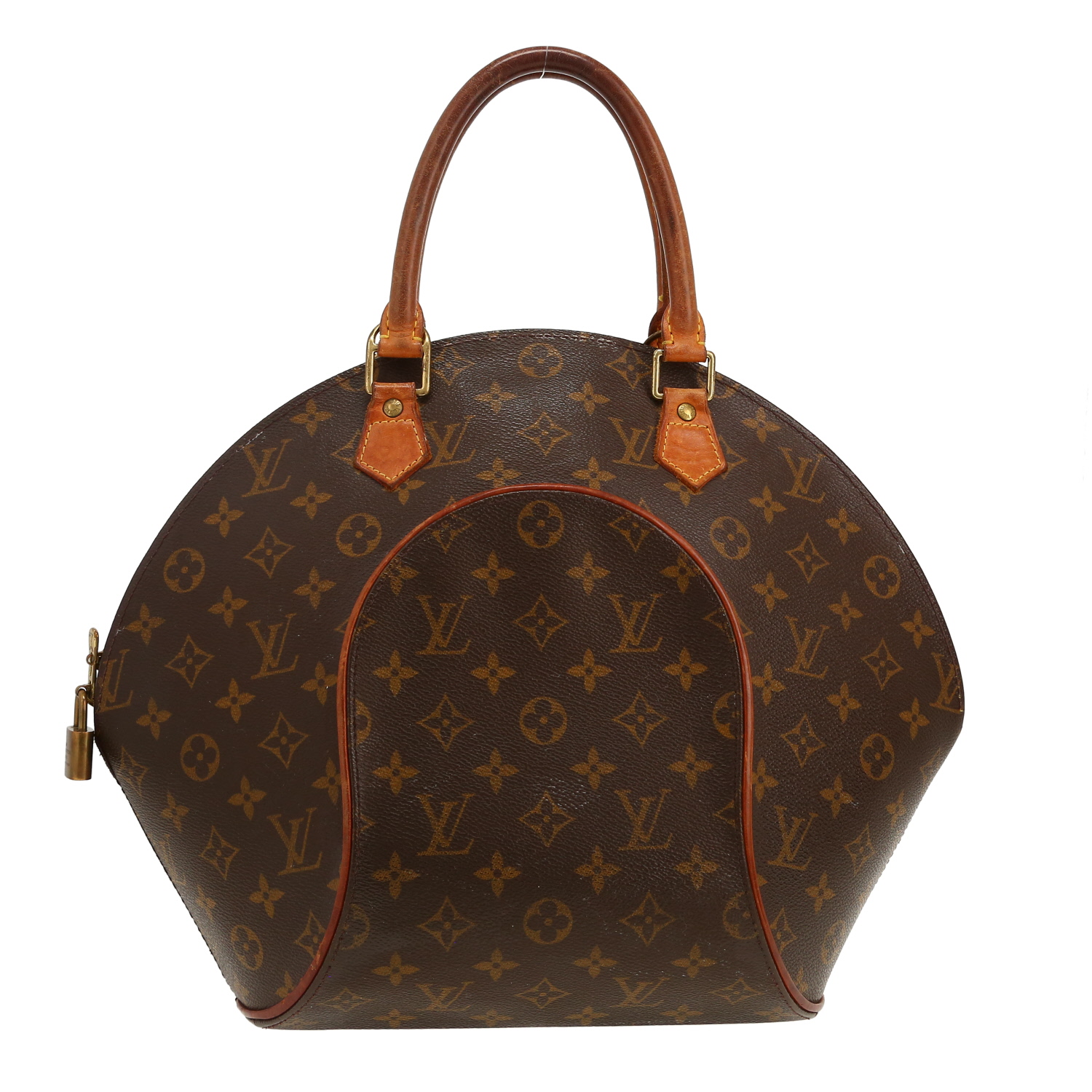 Louis Vuitton  Ellipse handbag  in brown monogram canvas  and natural leather - Detail D4