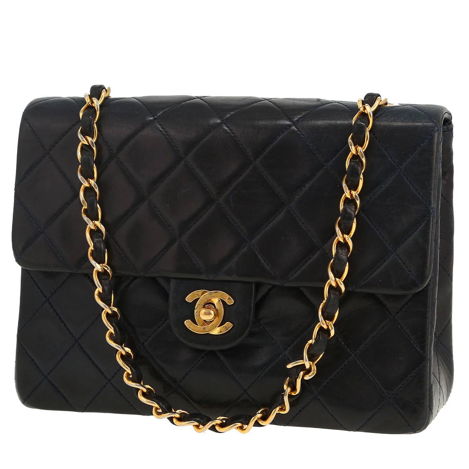 Borsa a tracolla Chanel  Timeless Vintage in pelle trapuntata blu marino