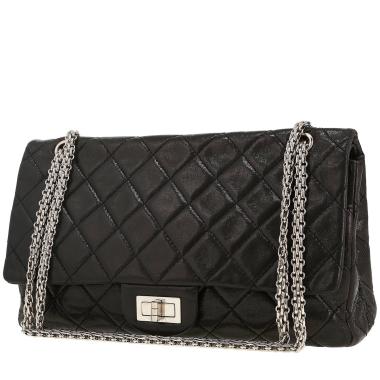 Bolso de mano Chanel 2.55 en cuero irisado acolchado  negro
