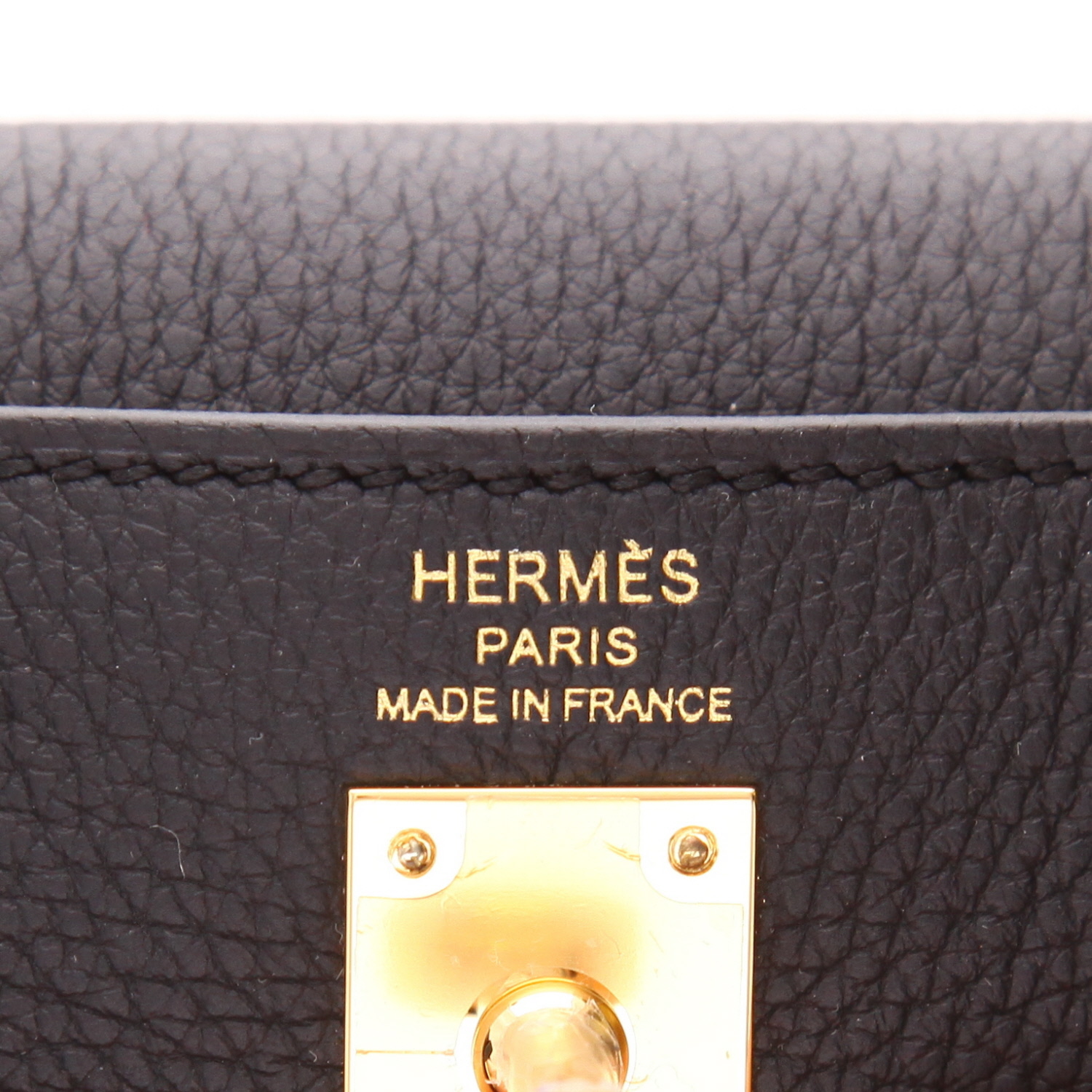 Bolso de mano Hermès  Kelly 25 cm en cuero togo negro - Detail D2
