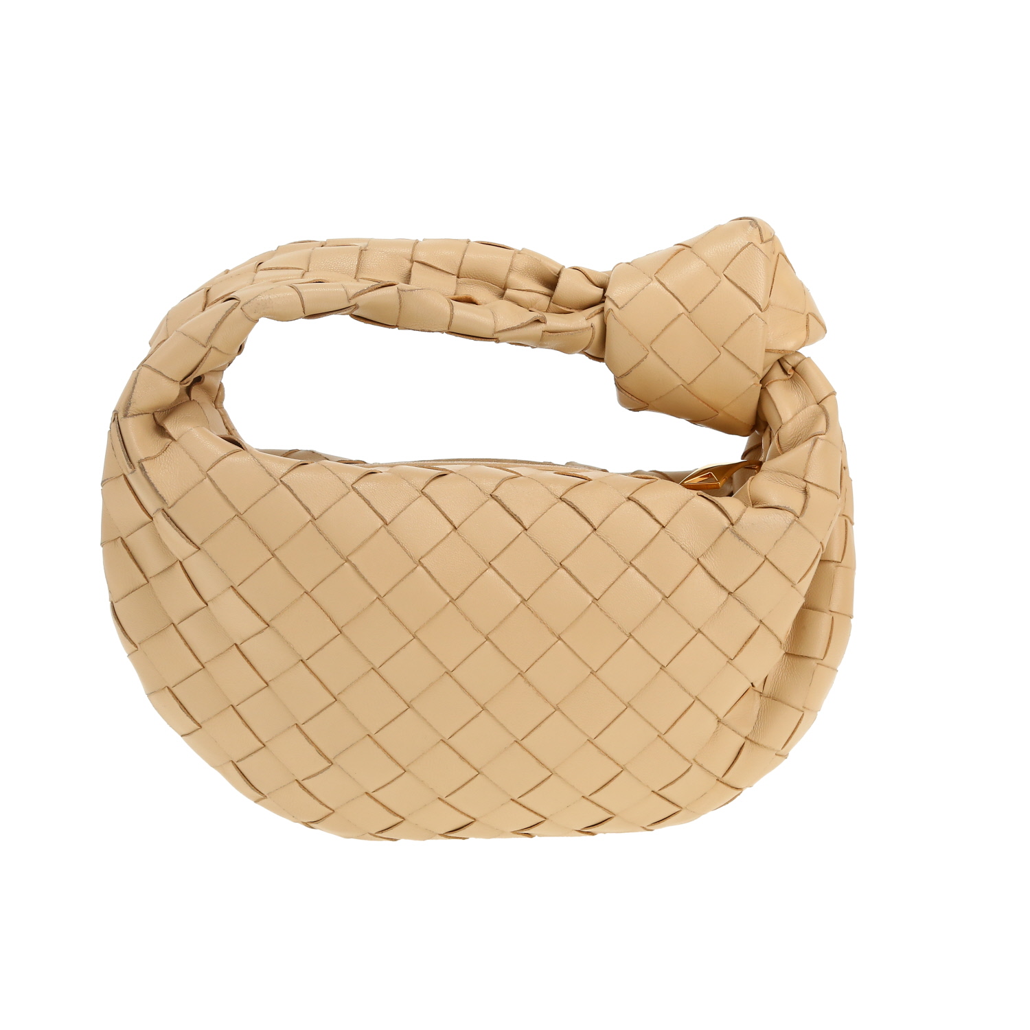 Bolso de mano Bottega Veneta  Jodie mini  en cuero intrecciato beige - Detail D4