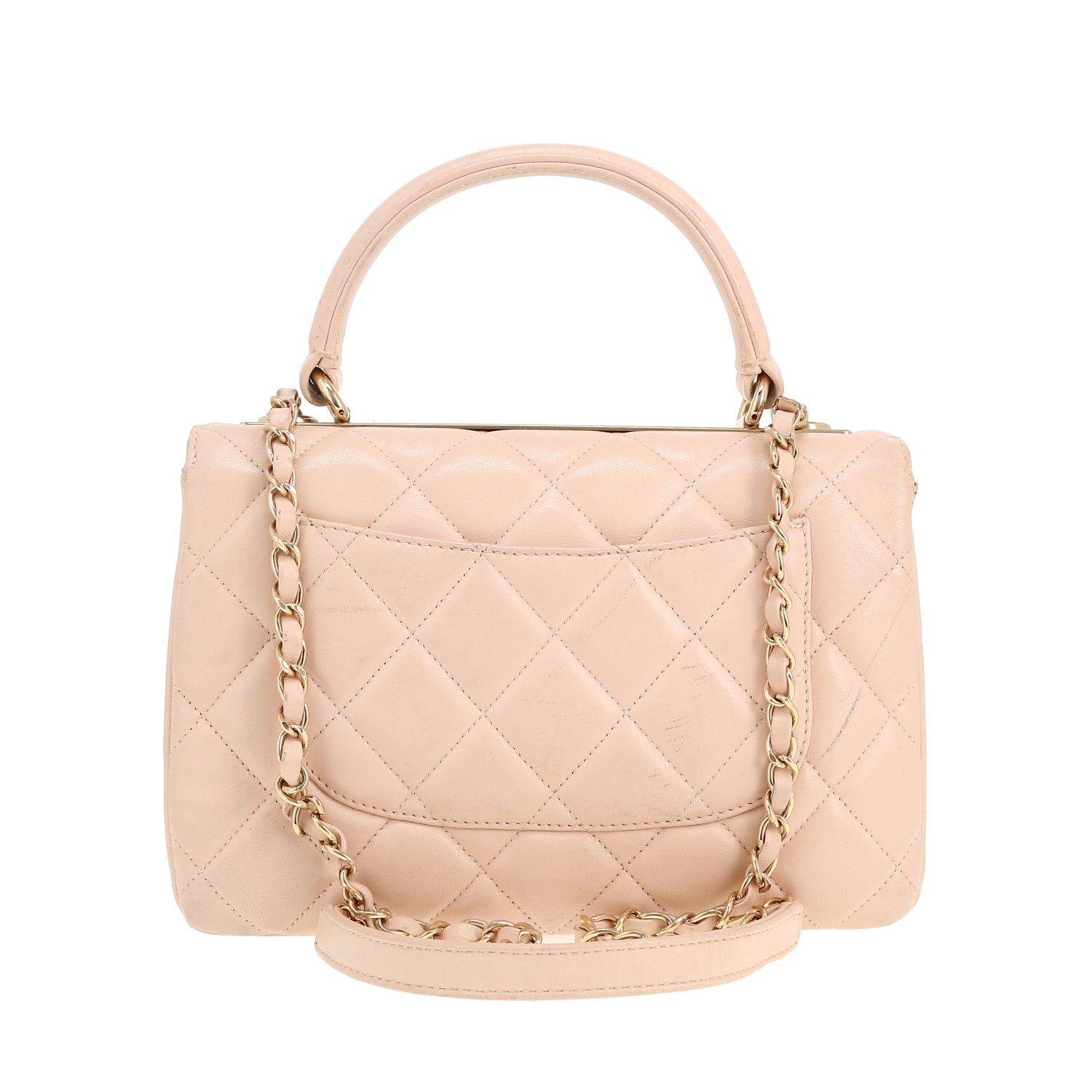 Chanel  Trendy CC shoulder bag  in pink quilted leather - Detail D4