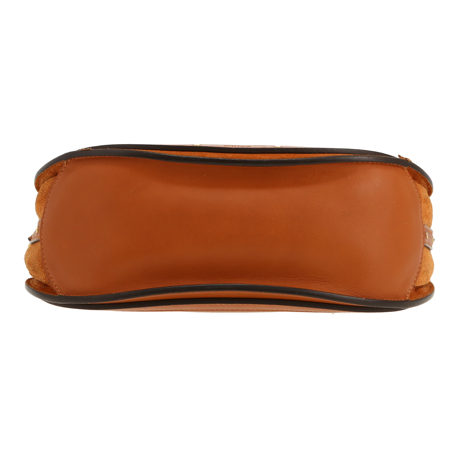 Sac bandoulière Chloé   en Veau velours marron et cuir marron - Detail D1