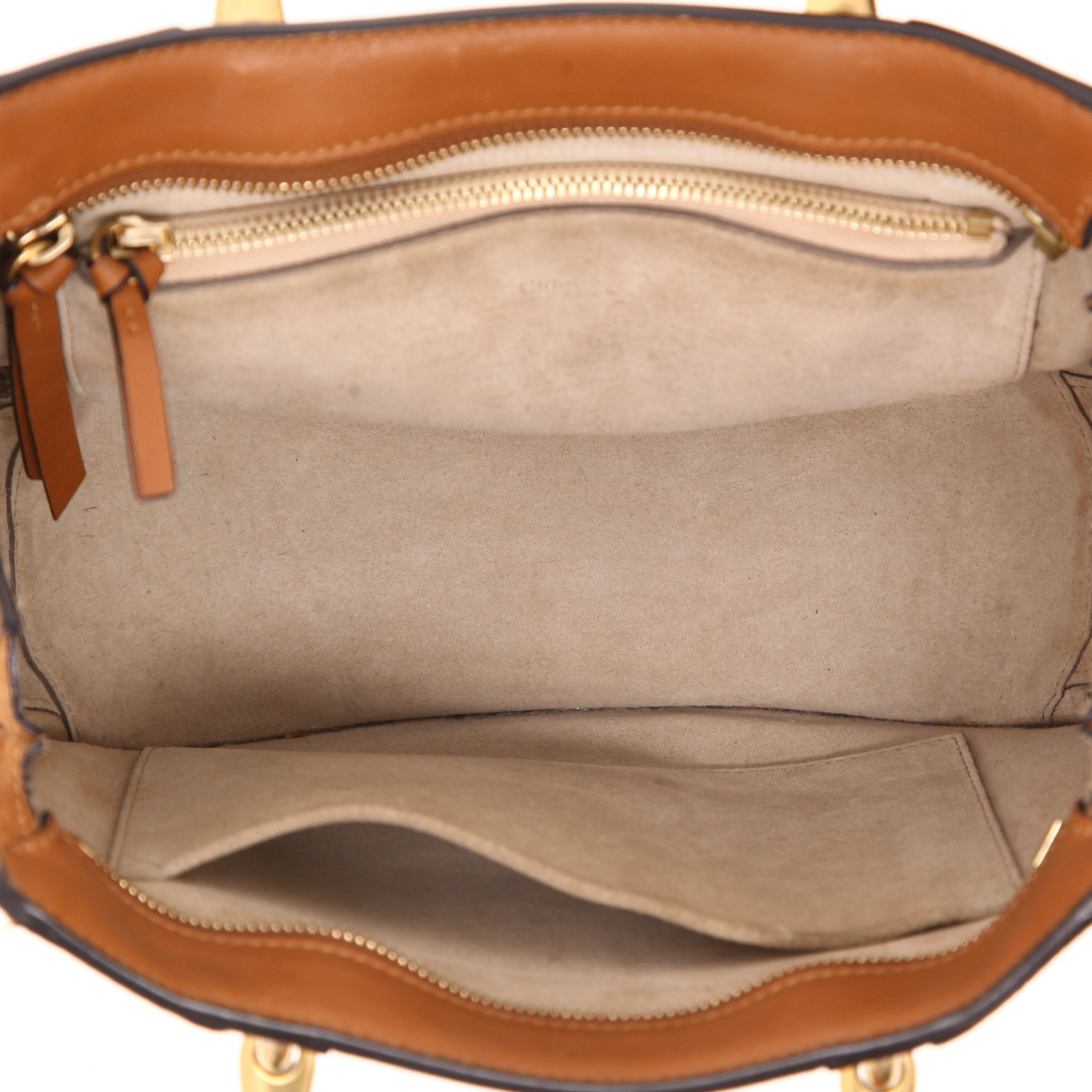 Chloé shoulder bag in brown Veau velours and brown leather - Detail D3