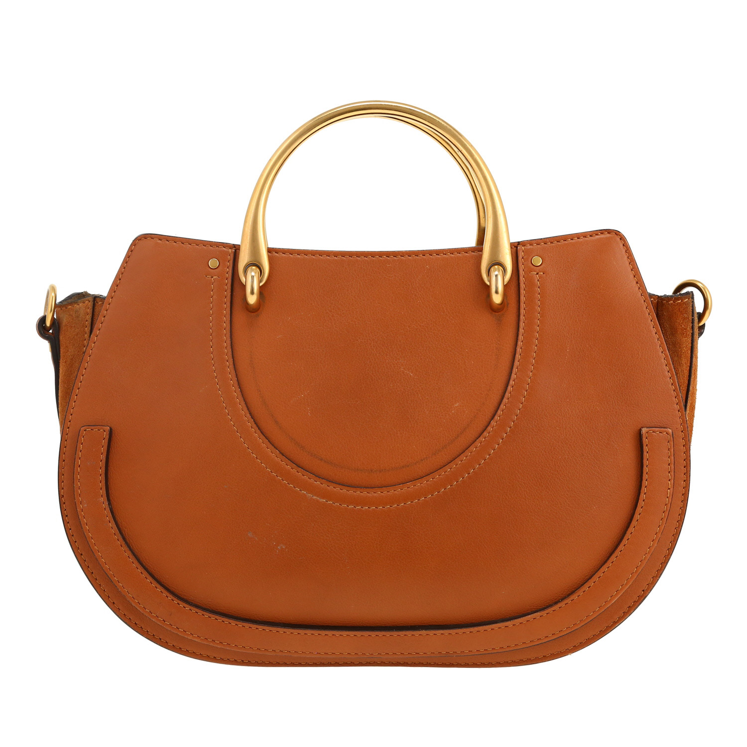 Chloé shoulder bag in brown Veau velours and brown leather - Detail D4