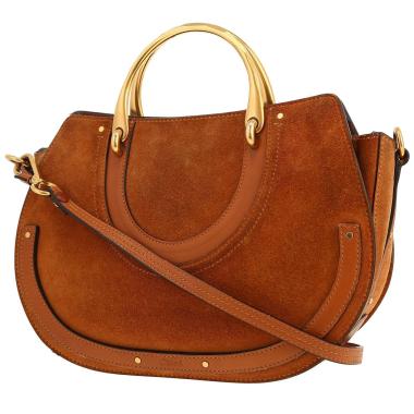 Sac bandoulière Chloé   en Veau velours marron et cuir marron