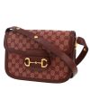 Borsa a tracolla Gucci  1955 Horsebit modello piccolo  in tela "sûpreme GG" bordeaux e pelle bordeaux - 00pp thumbnail