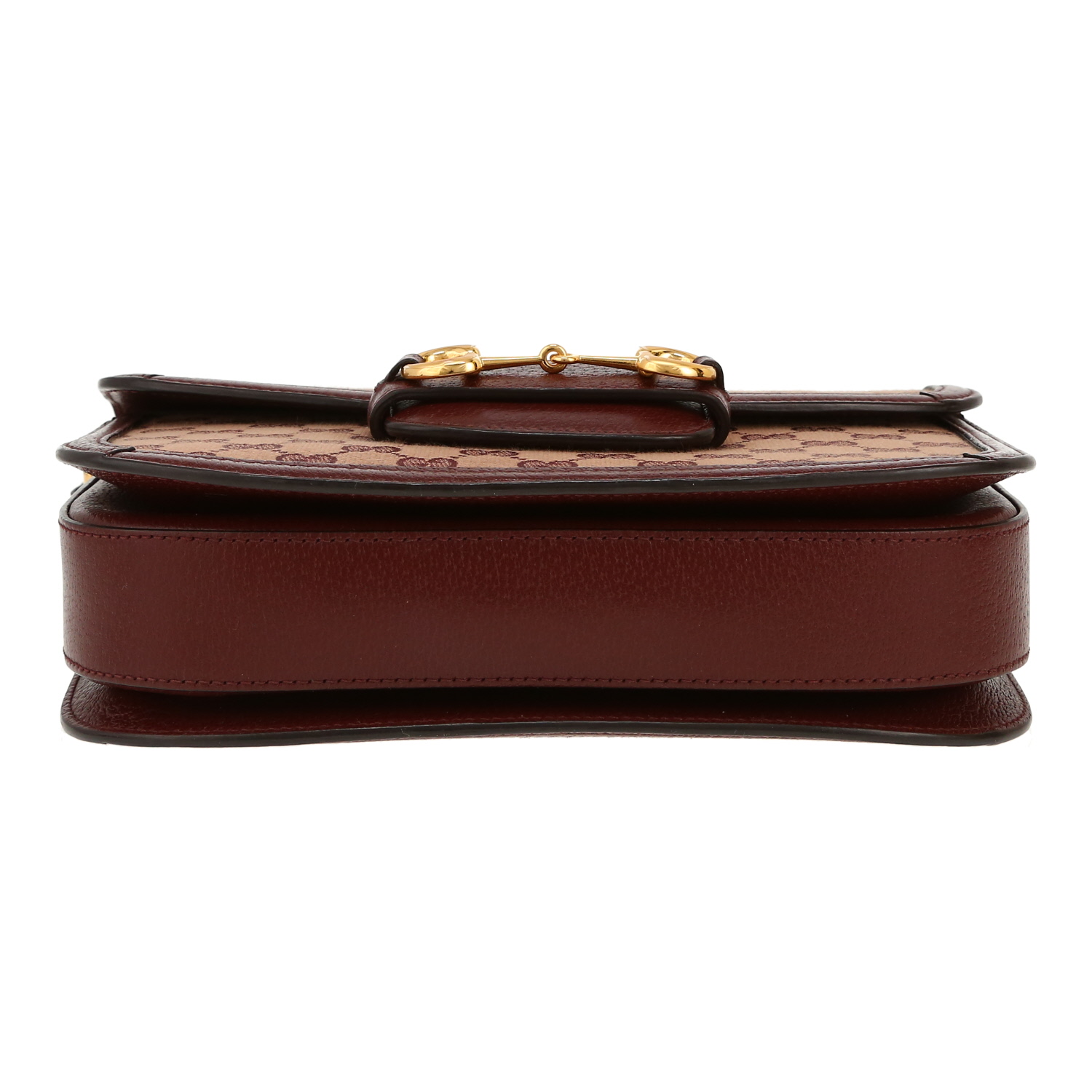 Gucci 1955 Horsebit small model shoulder bag in burgundy "sûpreme GG" canvas and burgundy leather - Detail D1