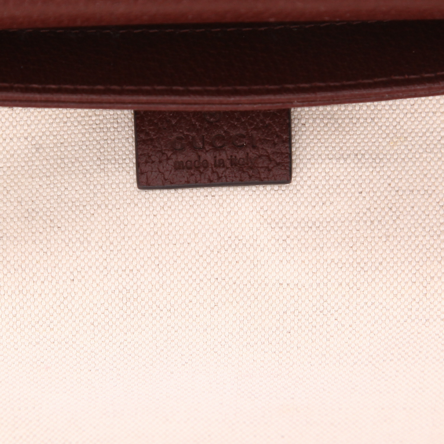Gucci 1955 Horsebit small model shoulder bag in burgundy "sûpreme GG" canvas and burgundy leather - Detail D2