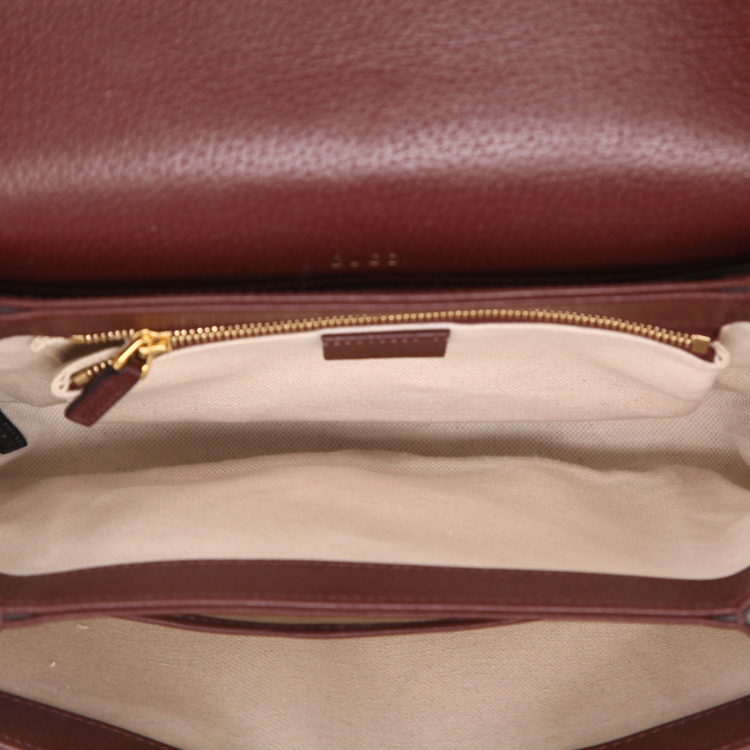 Gucci 1955 Horsebit small model shoulder bag in burgundy "sûpreme GG" canvas and burgundy leather - Detail D3