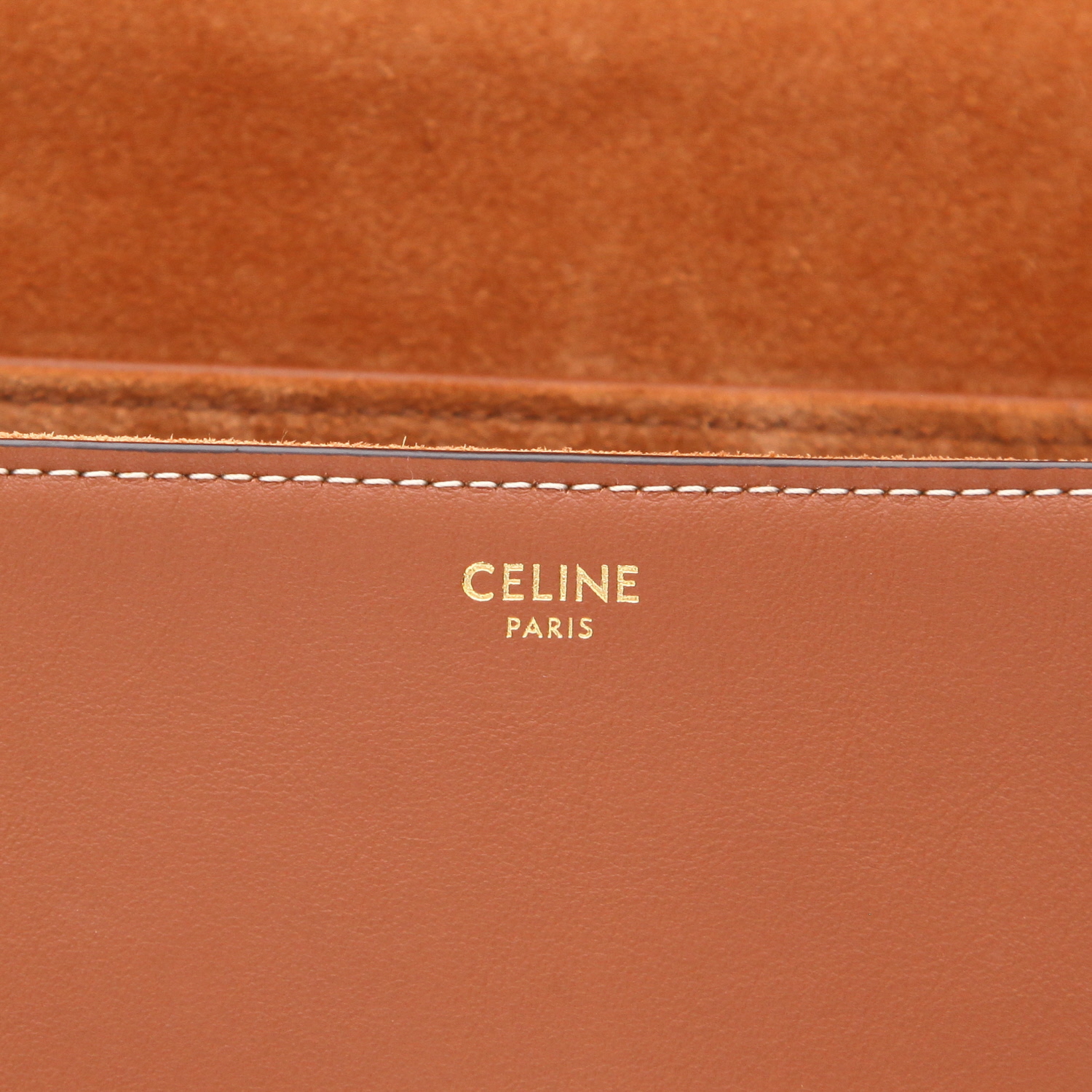 Sac bandoulière Celine  Soft Teen en cuir marron - Detail D2