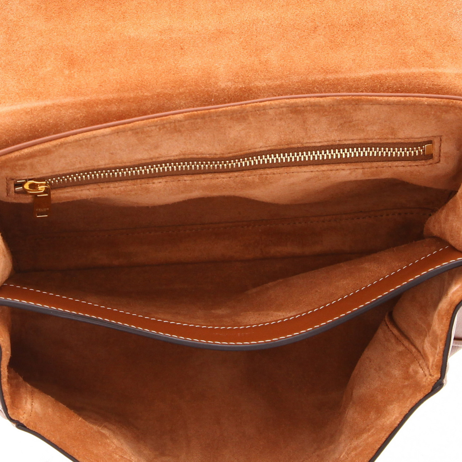Sac bandoulière Celine  Soft Teen en cuir marron - Detail D3