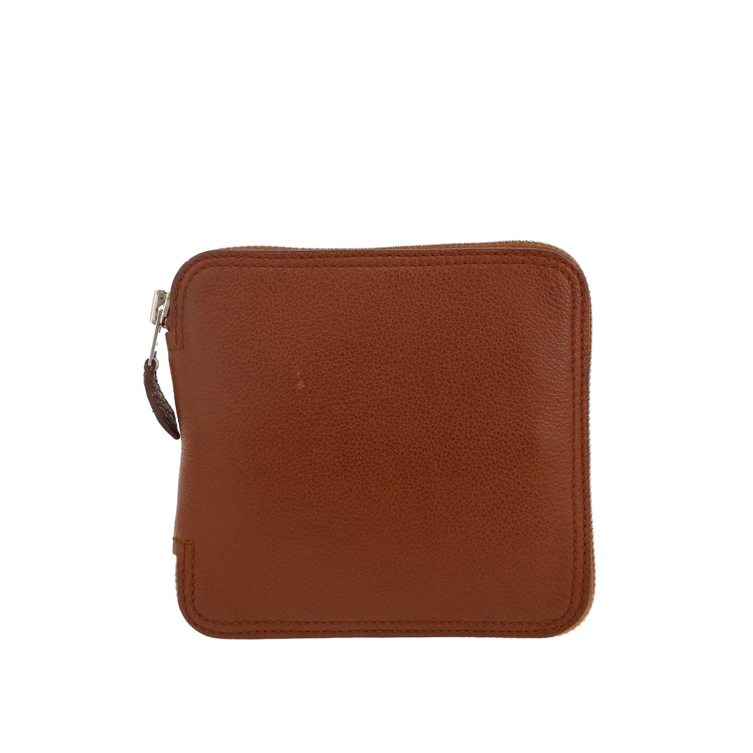 Hermès  Silky Pop - Shop Bag shopping bag  in black printed canvas  and brown grained leather - Detail D5