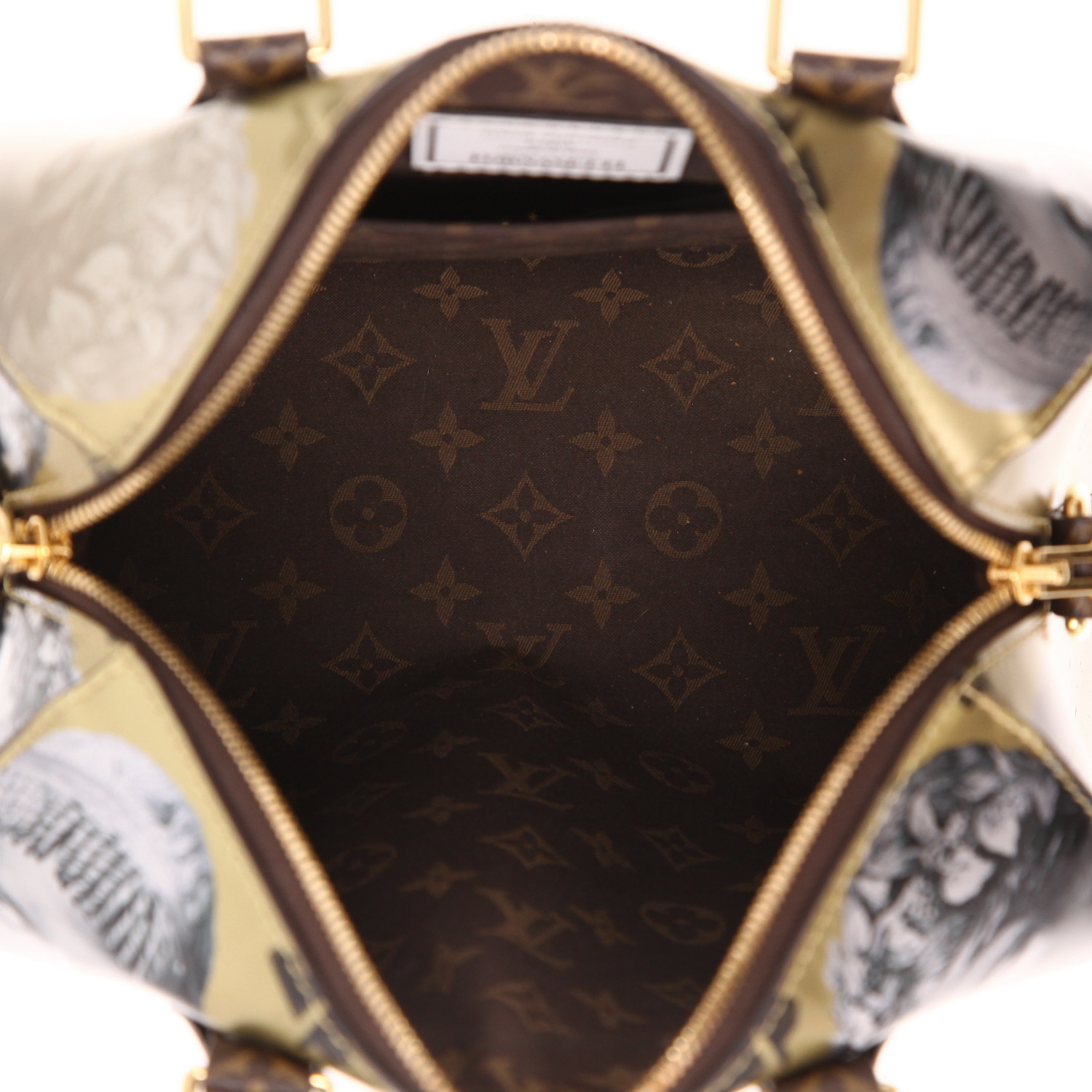 Louis Vuitton Editions Limitées handbag in gold leather and monogram canvas - Detail D3
