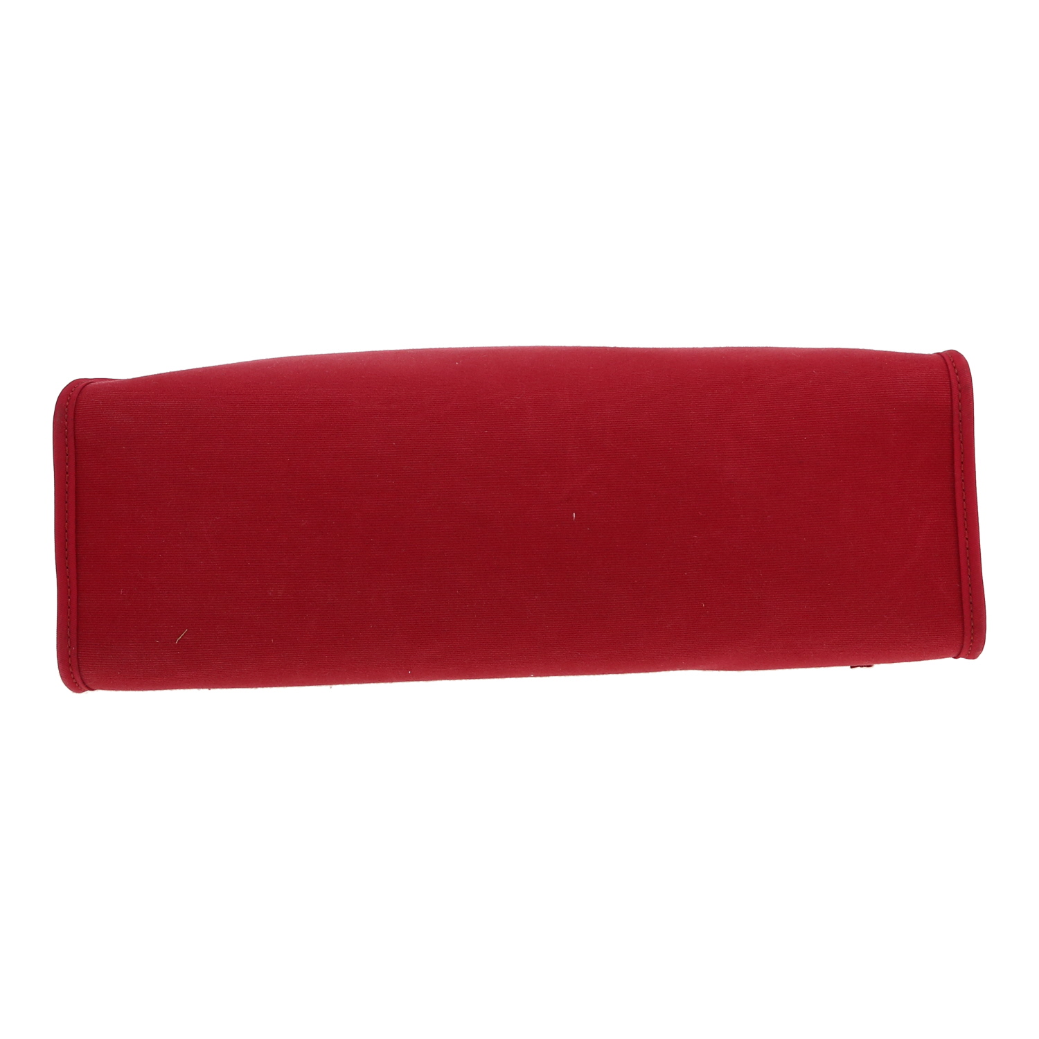 Bolso para llevar al hombro o en la mano Hermès  Herbag en lona roja y cuero marrón - Detail D1