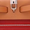 Bolso para llevar al hombro o en la mano Hermès  Herbag en lona roja y cuero marrón - Detail D2 thumbnail