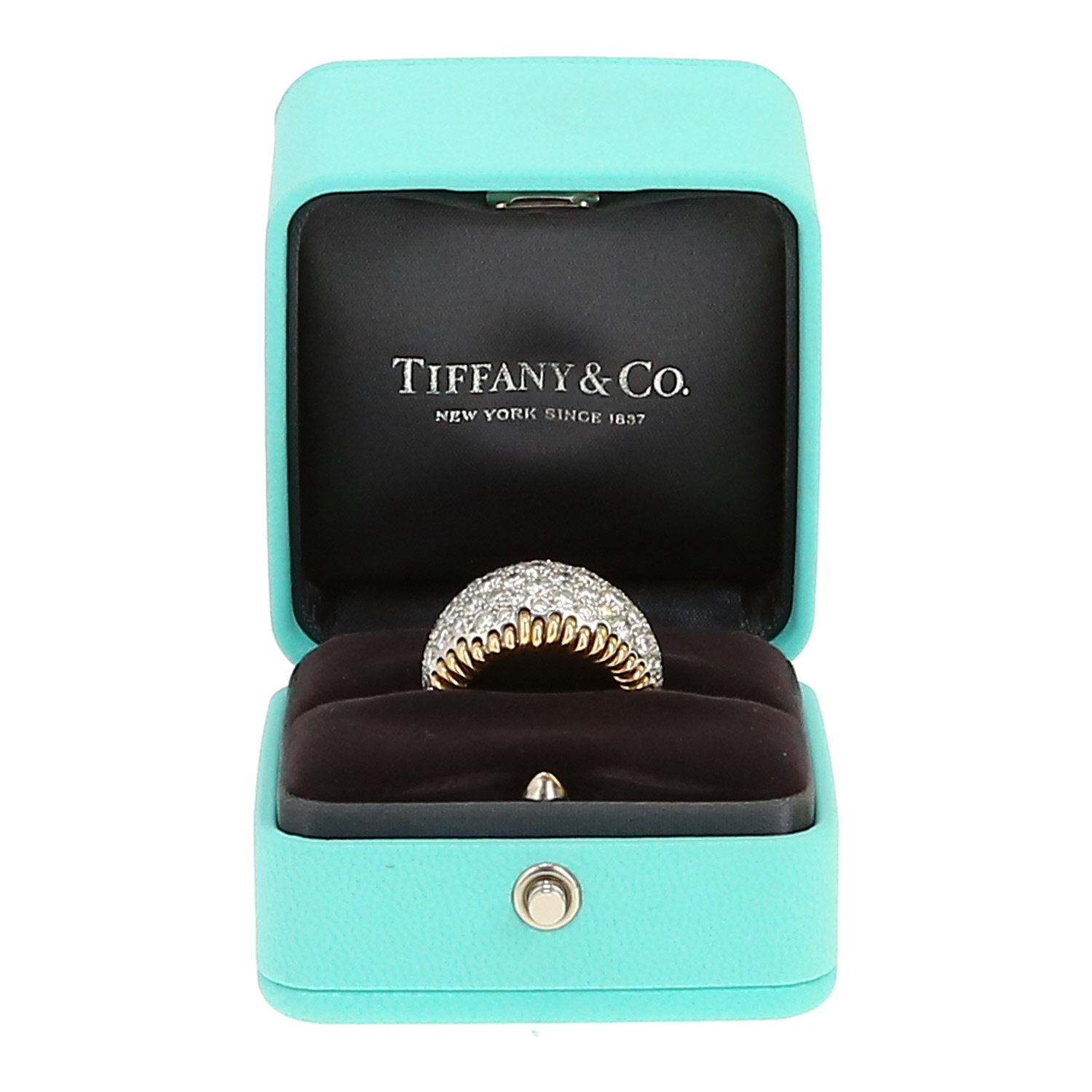 Tiffany 
Co Schlumberger Stitches ring in platinium, yellow gold and diamonds - Detail D2