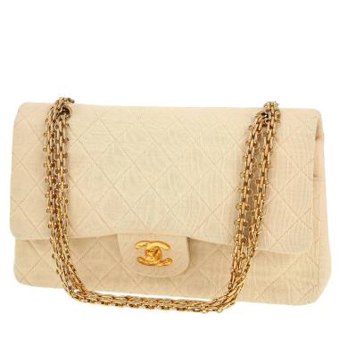 Chanel  Timeless Classic handbag  in beige jersey