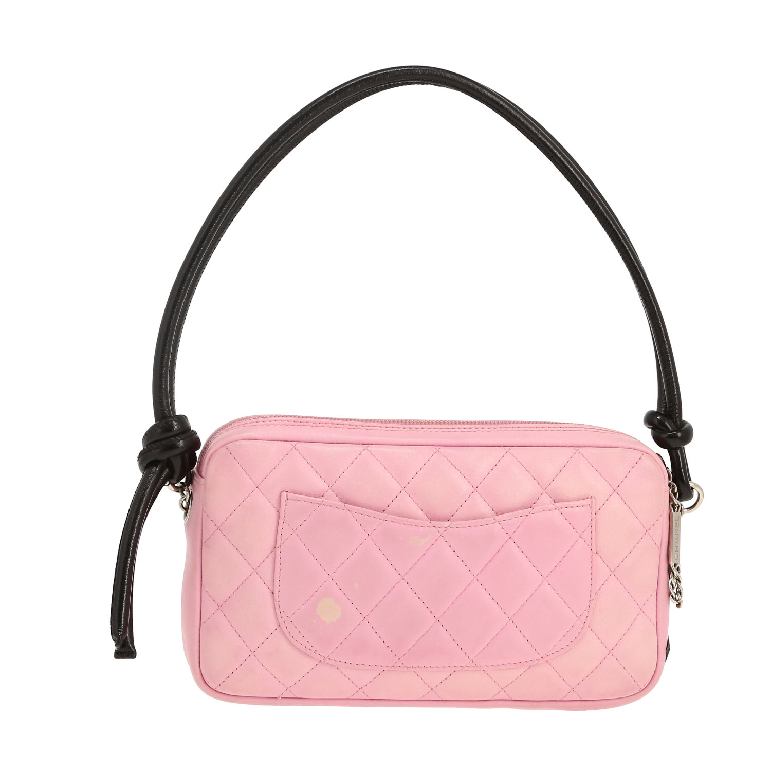 Bolso/bolsito Chanel  Cambon en cuero acolchado rosa y negro - Detail D4