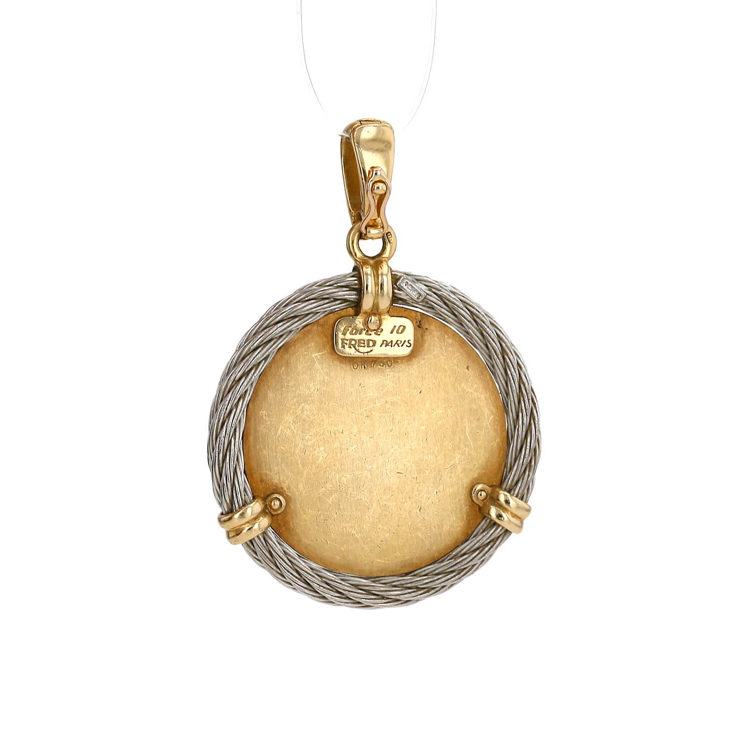 Fred Force 10 Aquarius pendant in yellow gold and stainless steel - Detail D3