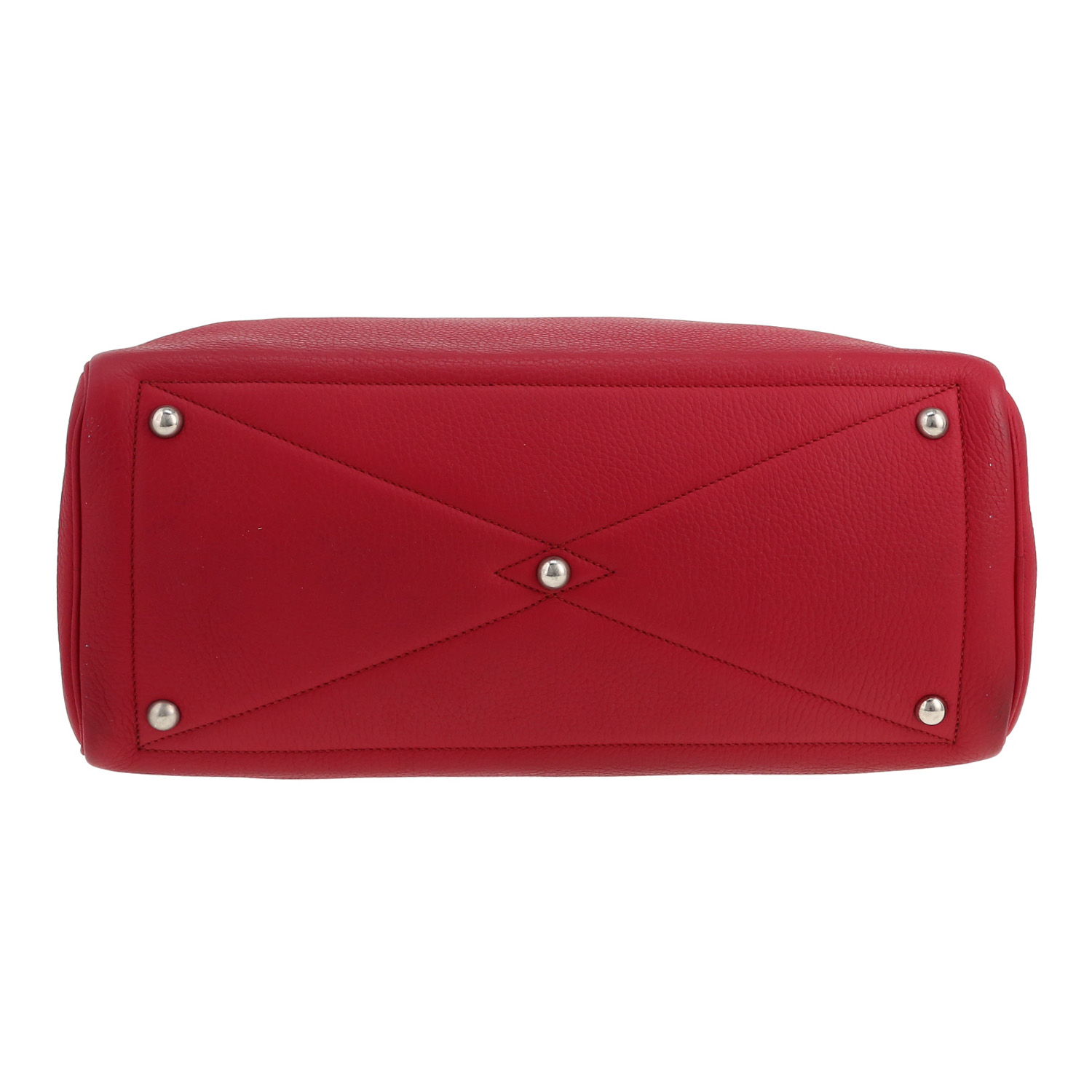 Bolso de mano Hermès  Victoria en cuero togo rojo - Detail D1