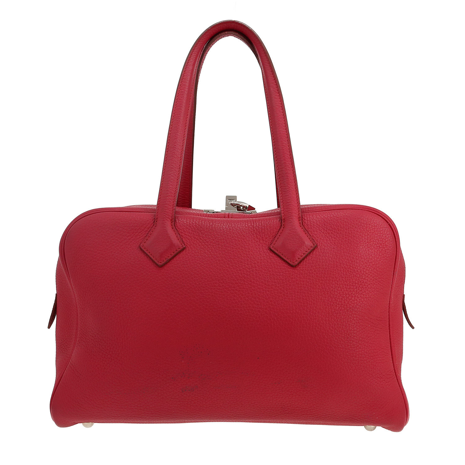 Bolso de mano Hermès  Victoria en cuero togo rojo - Detail D4