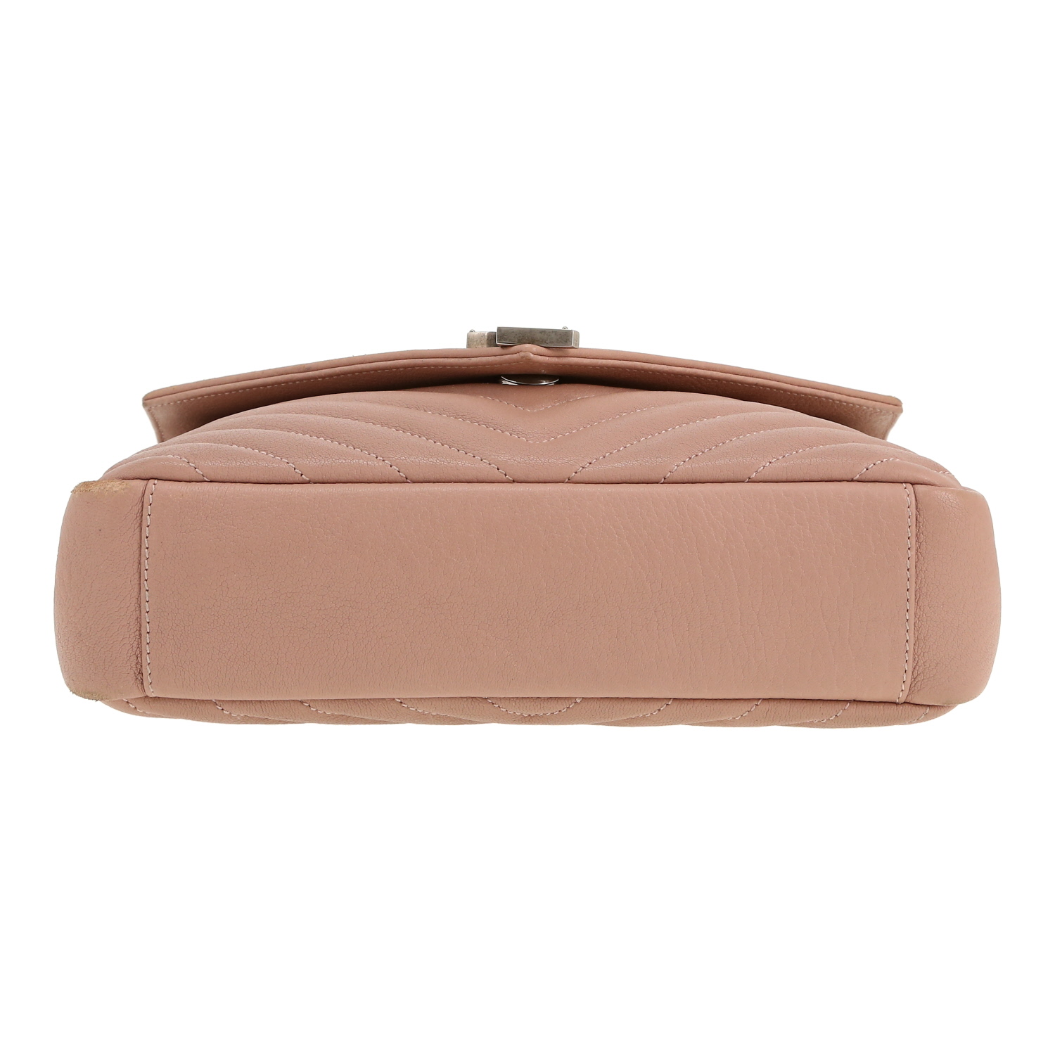 Bolso bandolera Saint Laurent  College modelo mediano  en cuero acolchado con motivos de espigas rosa - Detail D1