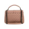 Saint Laurent  College medium model  shoulder bag  in pink chevron quilted leather - Detail D4 thumbnail