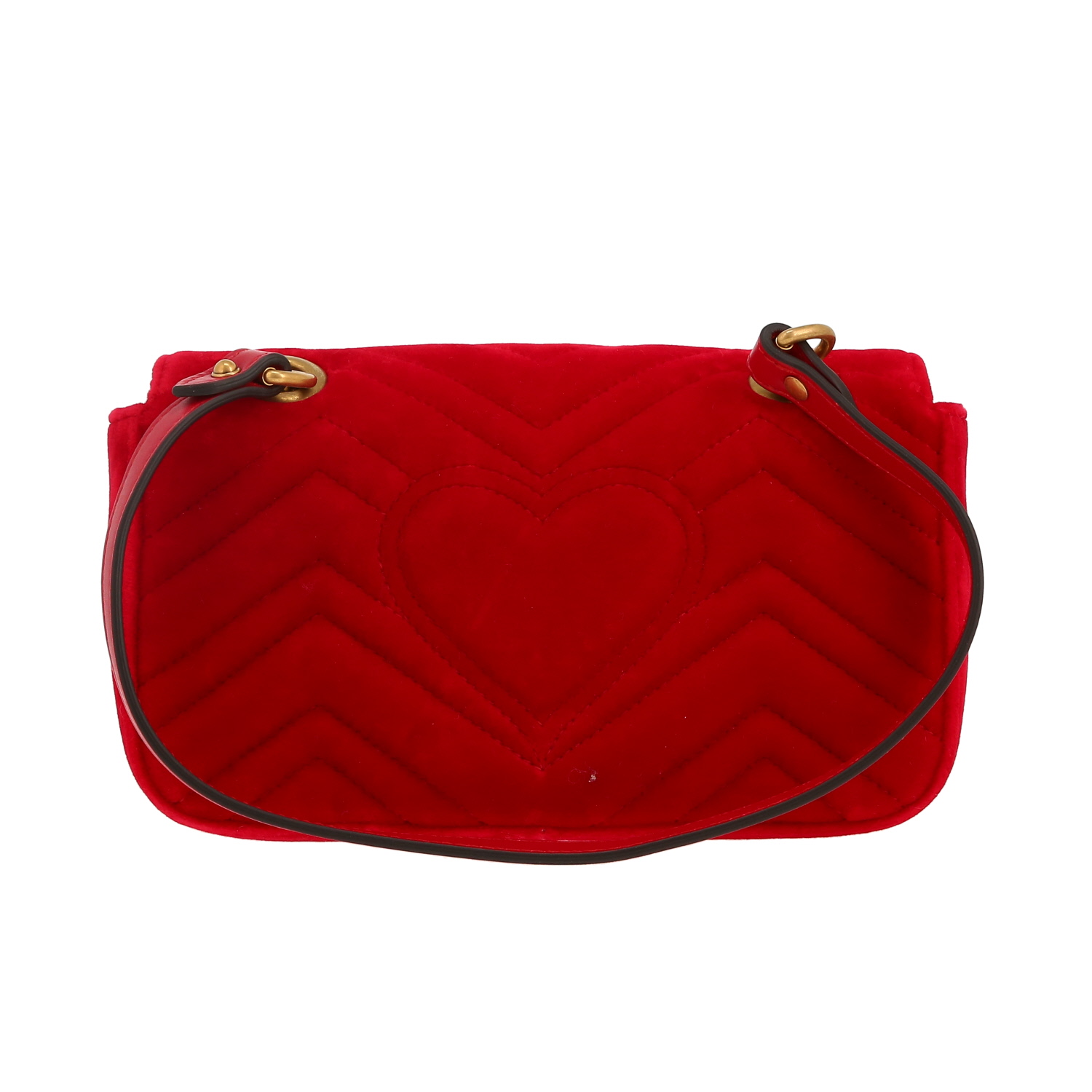 Sac bandoulière Gucci  GG Marmont en velours matelassé rouge - Detail D4