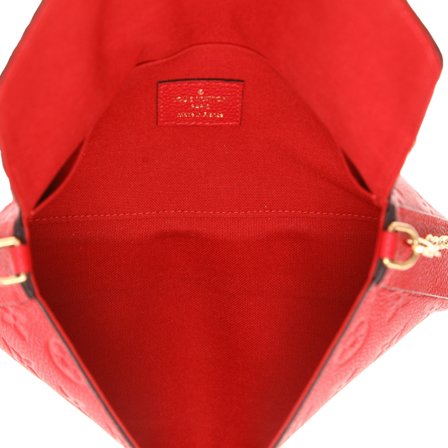 Bolso bandolera Louis Vuitton  Félicie en cuero monogram huella rojo - Detail D3