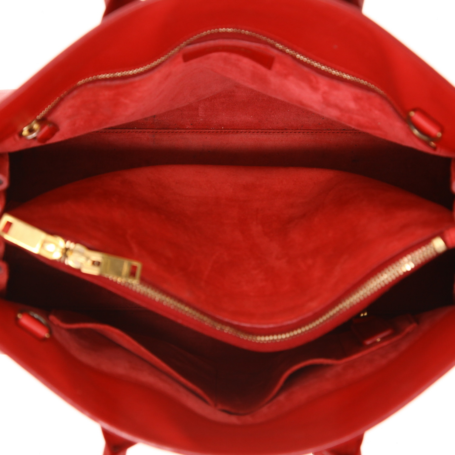 Sac bandoulière Saint Laurent Sac de jour small en cuir rouge - Detail D3