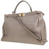 Fendi  Peekaboo large model  handbag  in silver grained leather - 00pp thumbnail