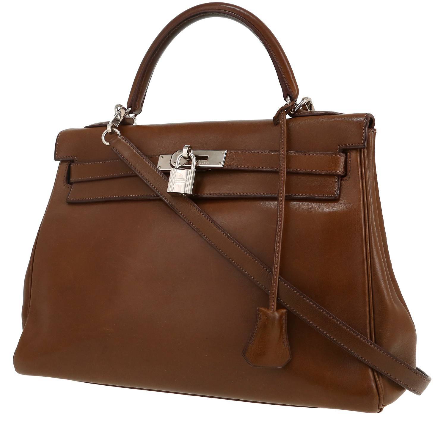Bolso de mano Hermès  Kelly 32 cm en cuero Barenia marrón
