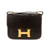 Sac à main Hermès  Constance en crocodile porosus marron - 360 thumbnail