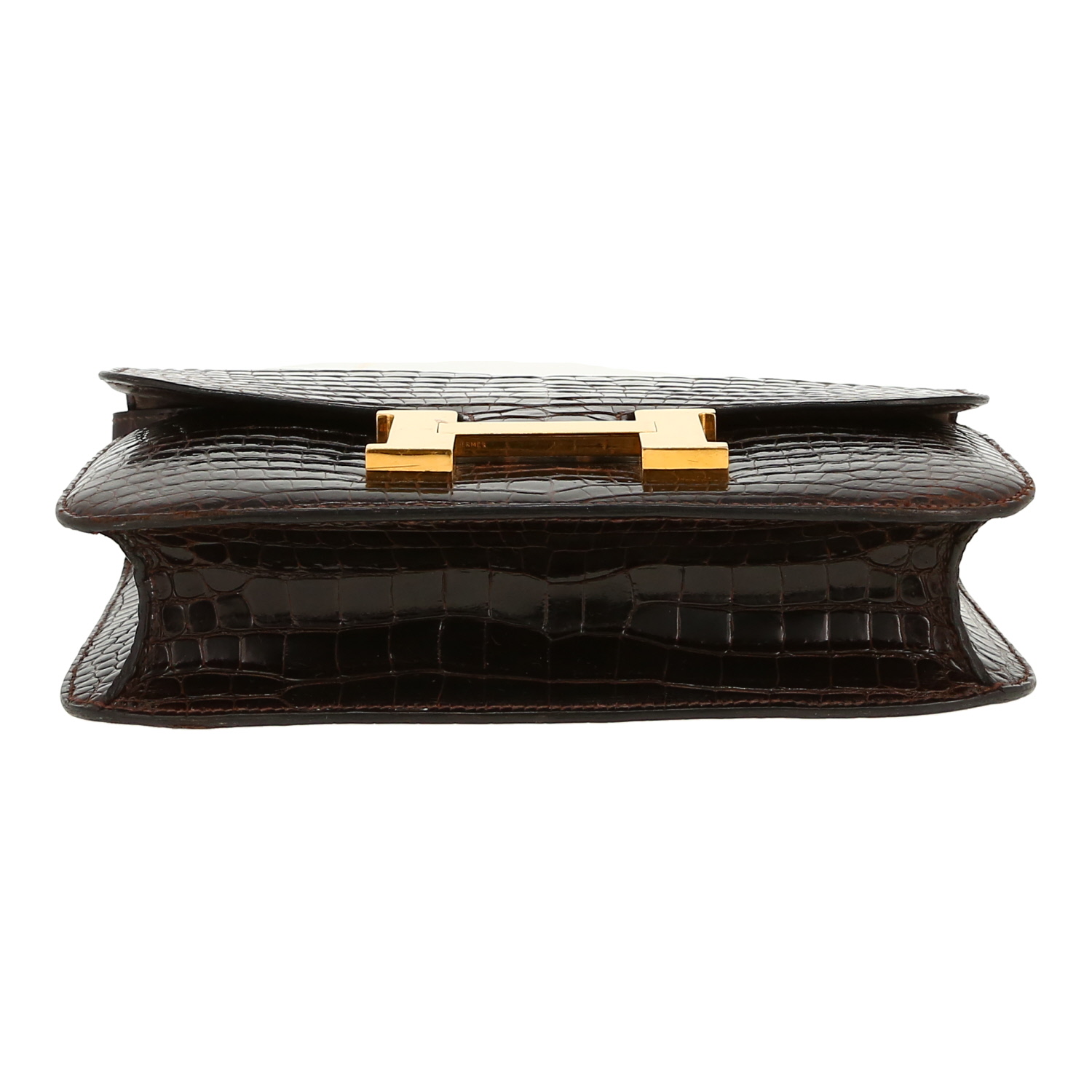 Hermès  Constance handbag  in brown porosus crocodile - Detail D1