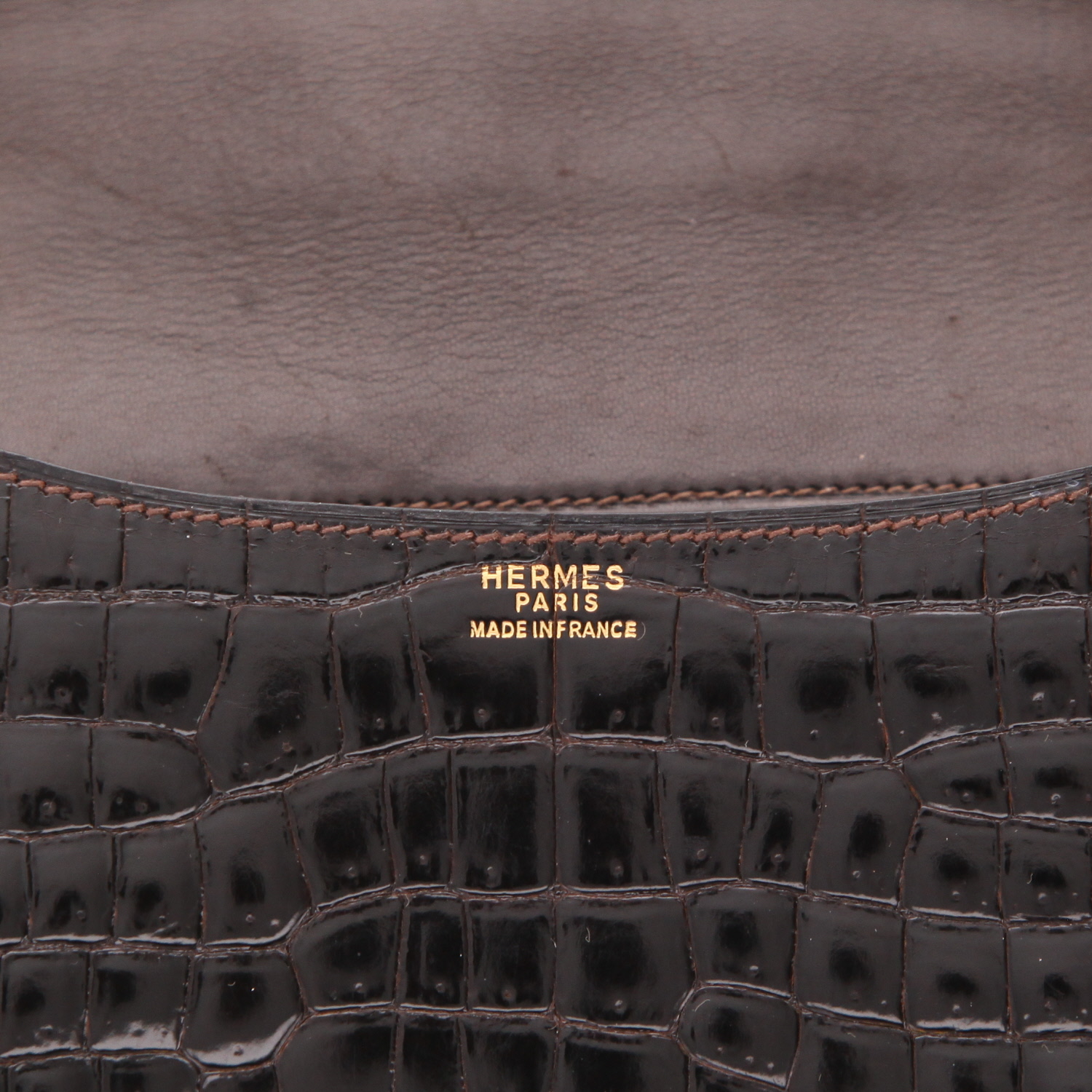 Hermès  Constance handbag  in brown porosus crocodile - Detail D2