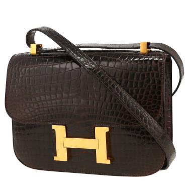 Borsa Hermès  Constance in coccodrillo marino marrone