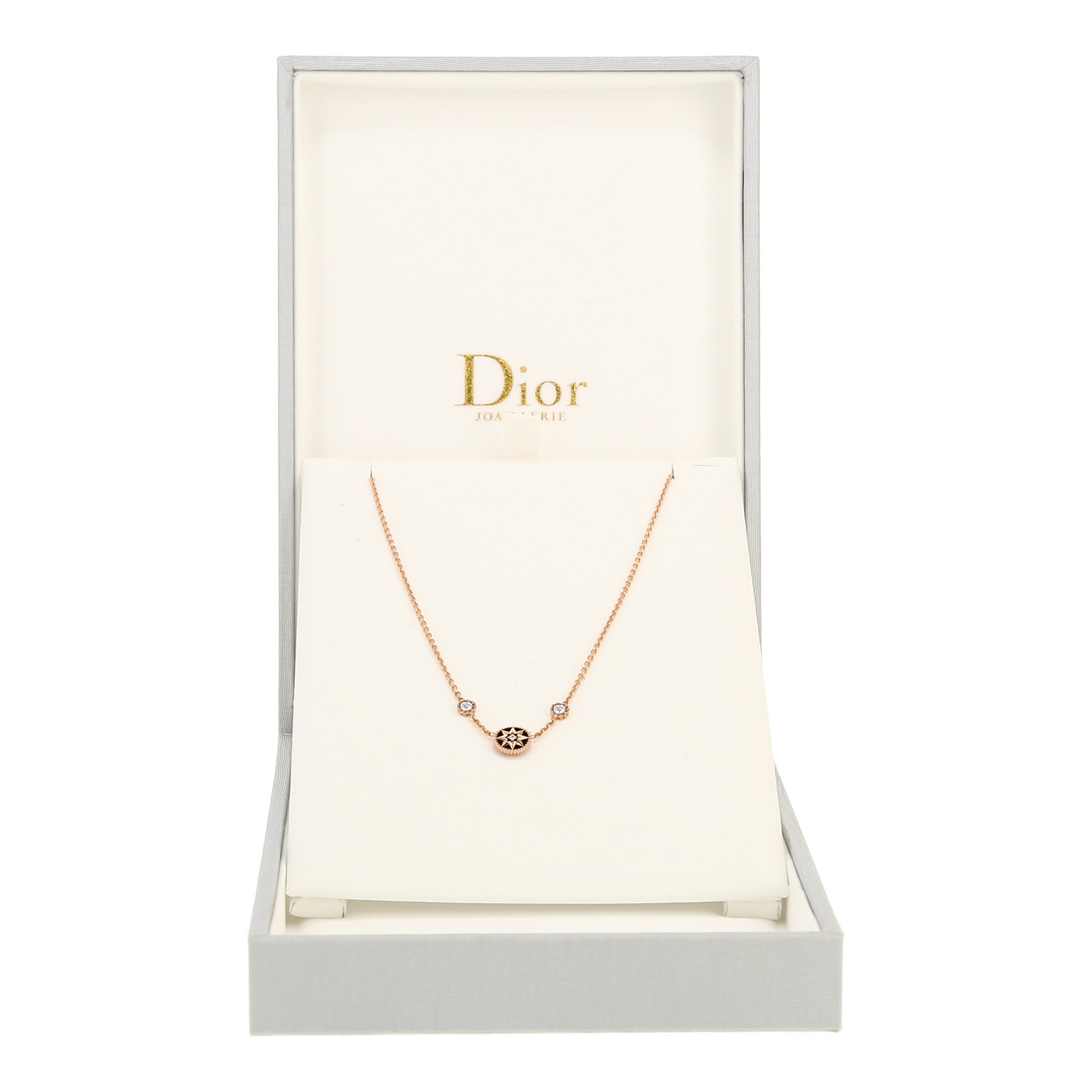 Dior Rose des vents necklace in pink gold, onyx and diamonds - Detail D2
