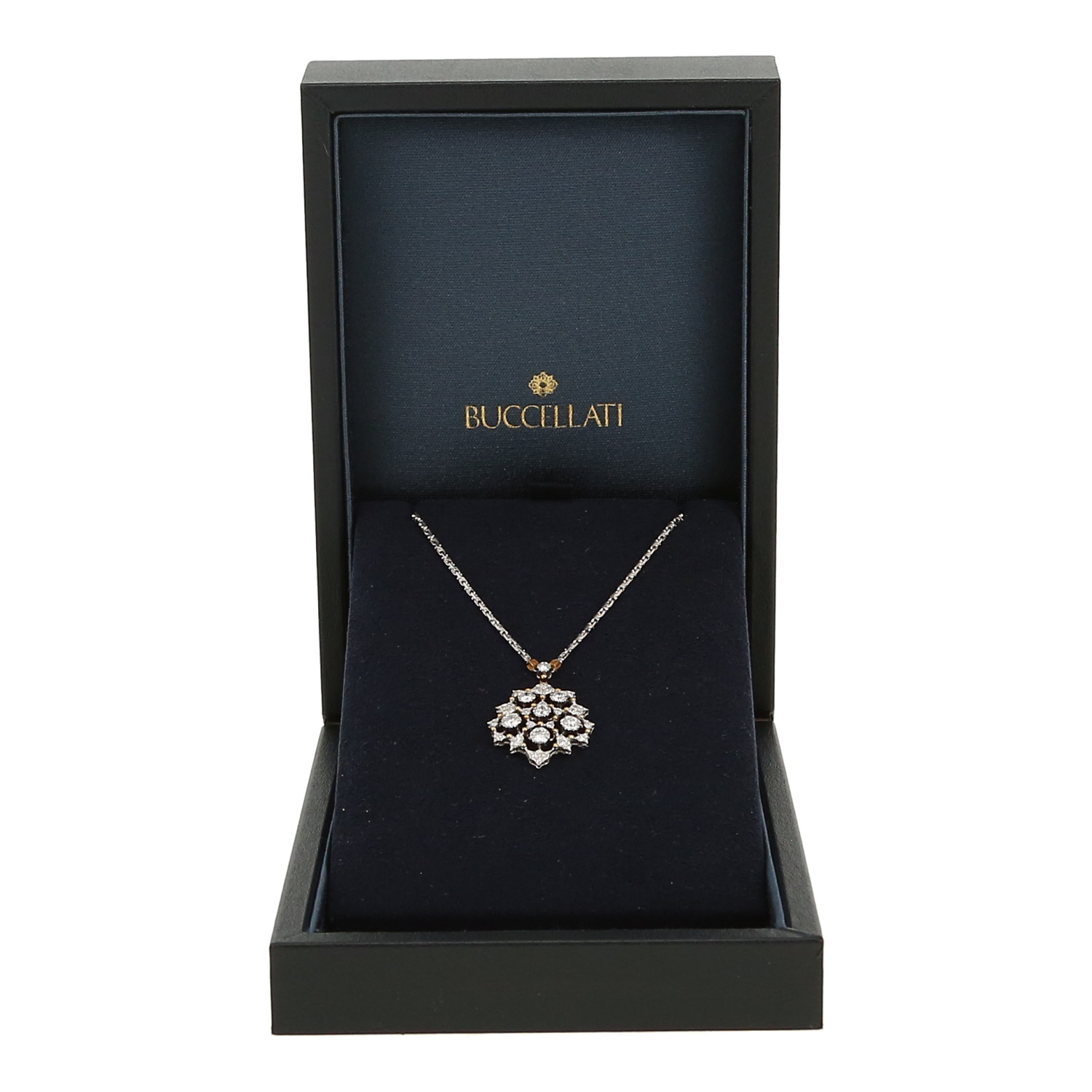 Collier Buccellati Eternelle Rombi en or blanc, or jaune et diamants - Detail D2