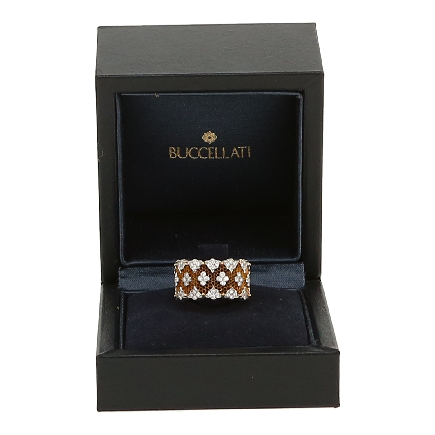 Anello Buccellati Tulle Parigi in oro giallo, oro bianco e diamanti - Detail D2