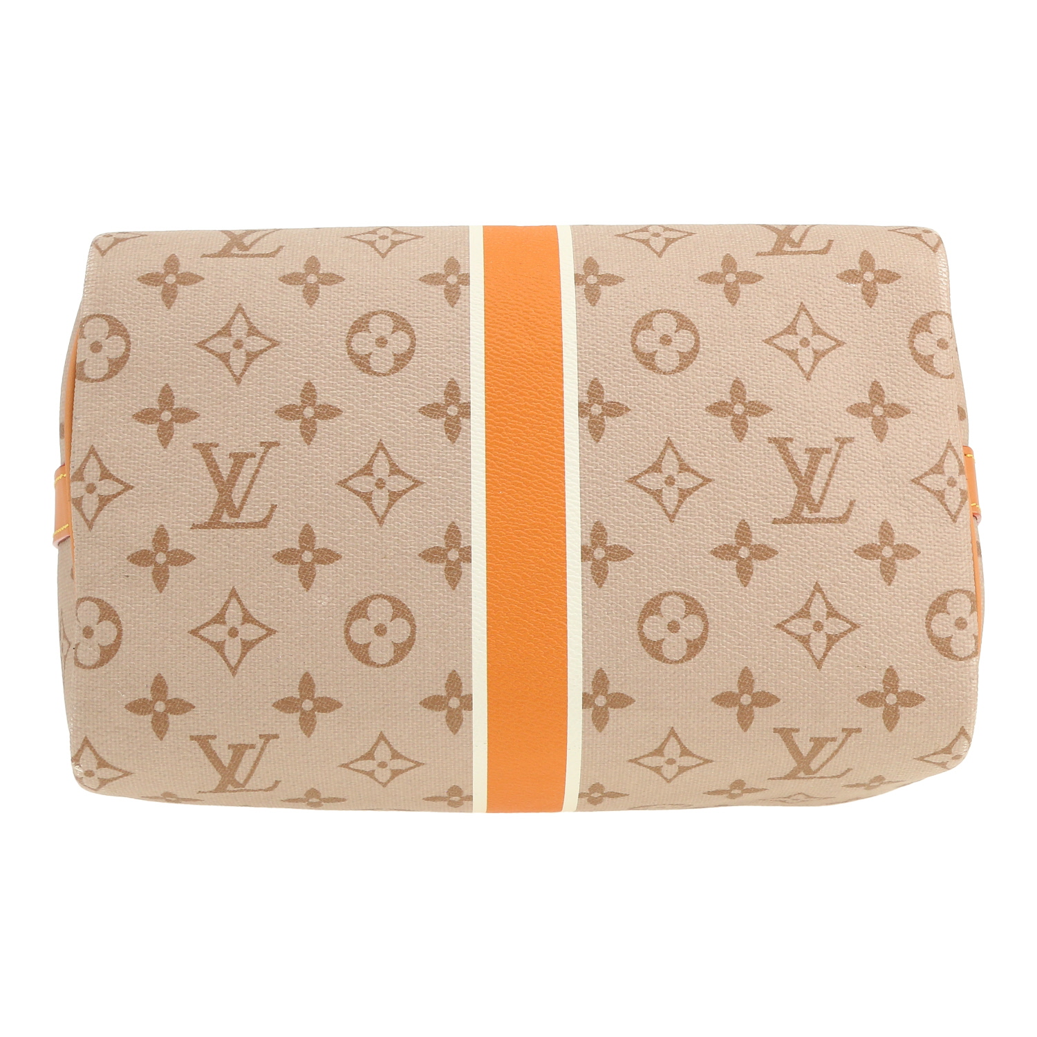 Sac bandoulière Louis Vuitton  Speedy 25 en toile monogram enduite beige et cuir naturel - Detail D1