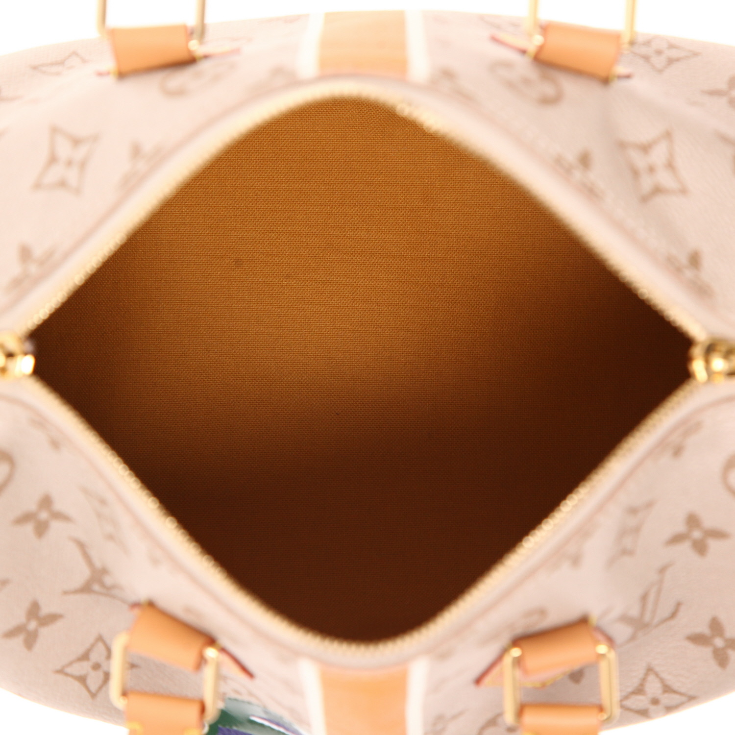 Bolso bandolera Louis Vuitton  Speedy 25 en lona Monogram revestida beige y cuero natural - Detail D3