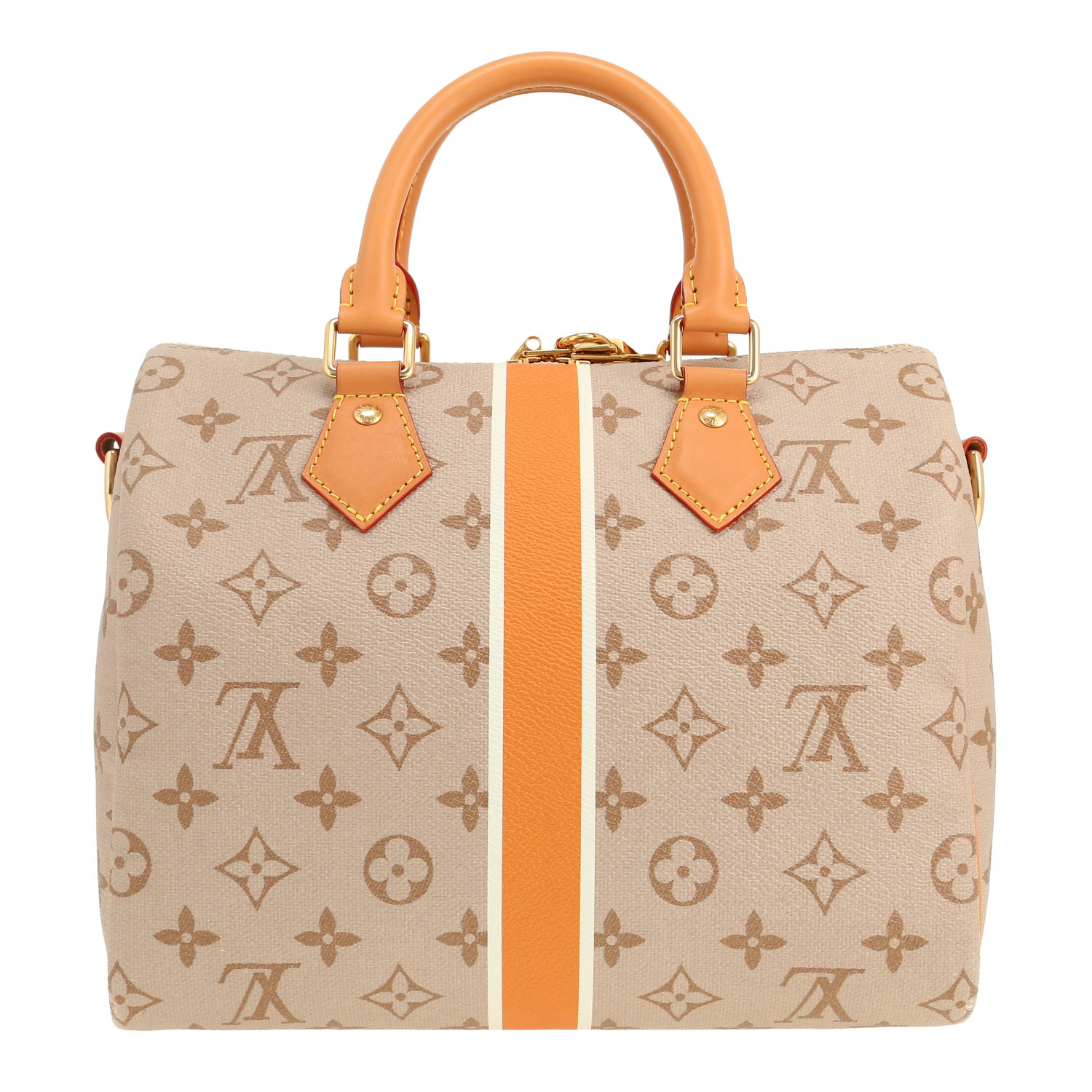 Bolso bandolera Louis Vuitton  Speedy 25 en lona Monogram revestida beige y cuero natural - Detail D4