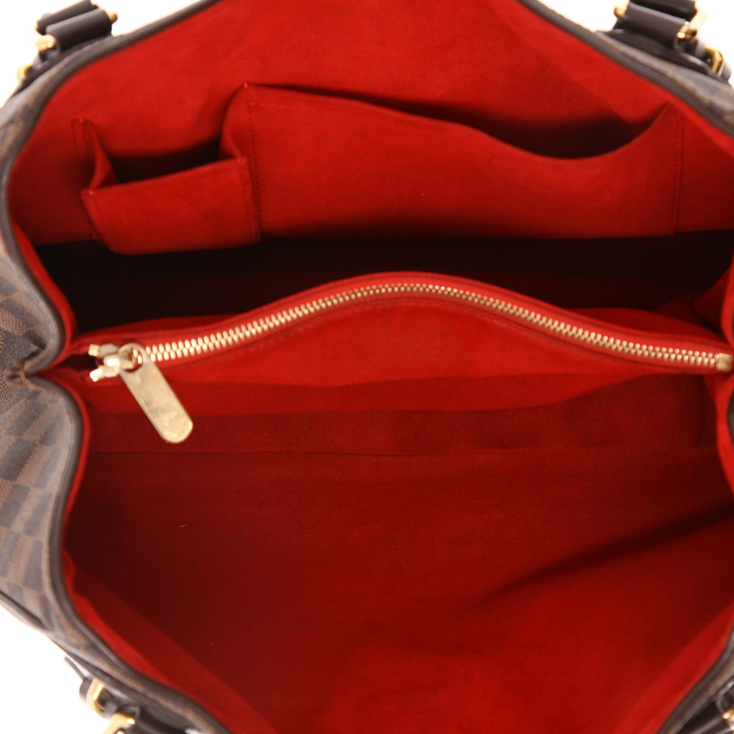 Louis Vuitton Griet Mirage handbag in ebene damier canvas and brown leather - Detail D3